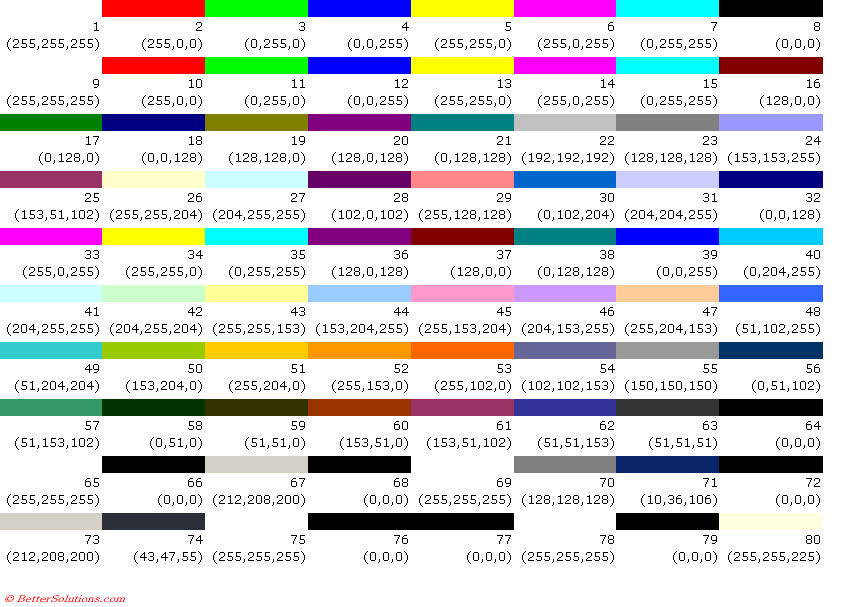 Excel Illustrations - Colour Palette